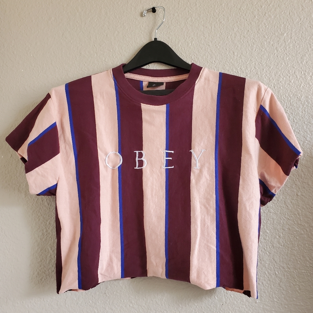 OBEY Striped Crop Top